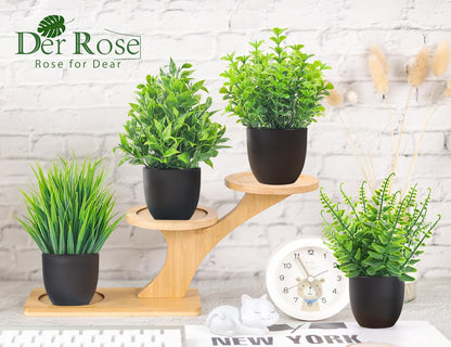 Der Rose Fake Plants 4 Packs Artificial Plants Small Faux Plants Black Bathroom Accessories for Bathroom Home Office Table Decor Indoor