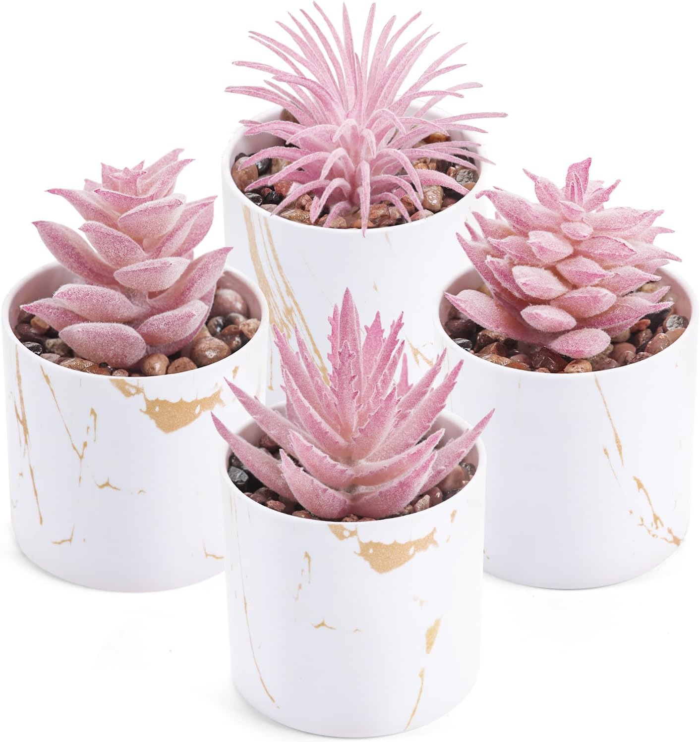 Der Rose 4 Packs Fake Plants Artificial Plants Indoor for Home Office Desk Accessories for Women